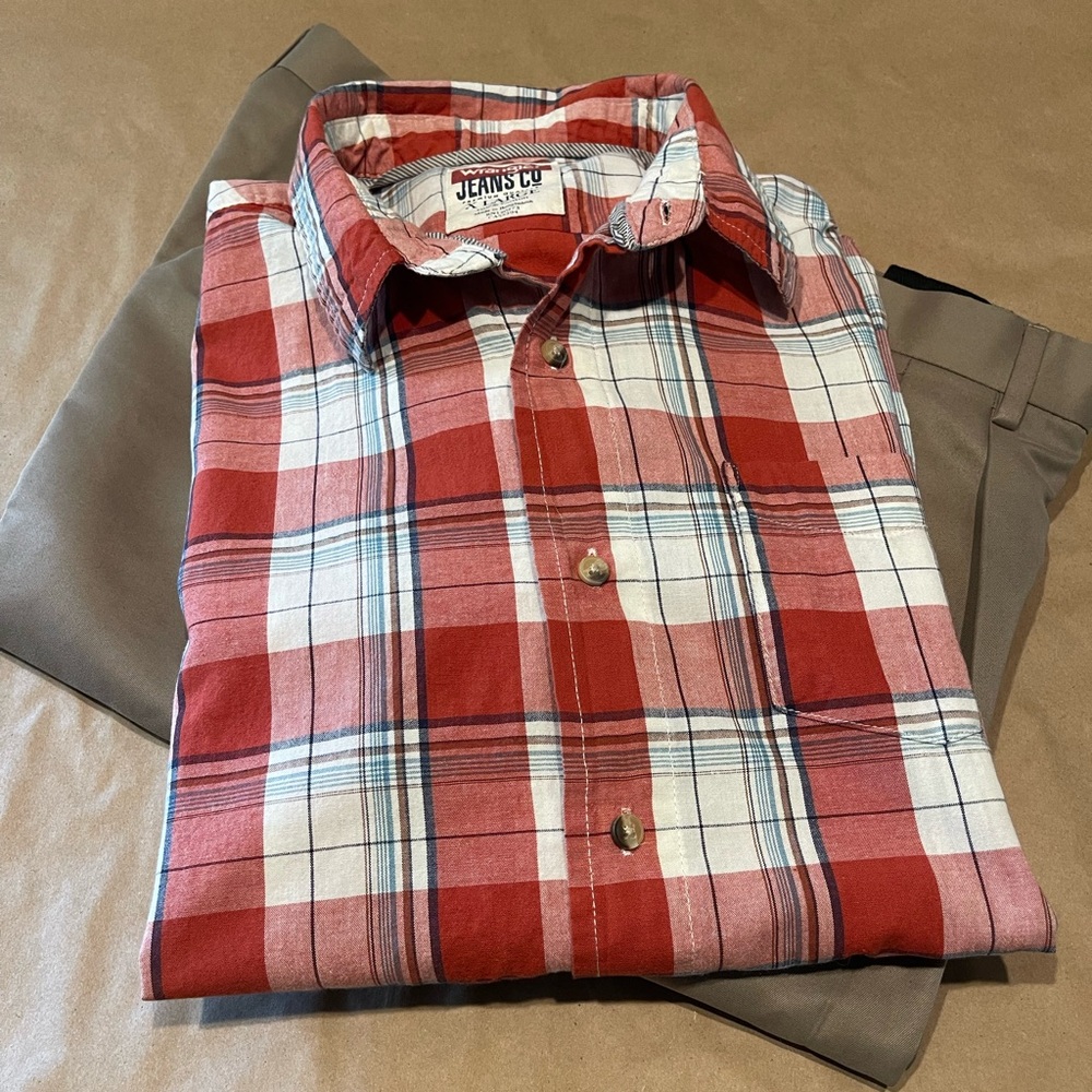 Men’s Wrangler Plaid long sleeve poplin | XL